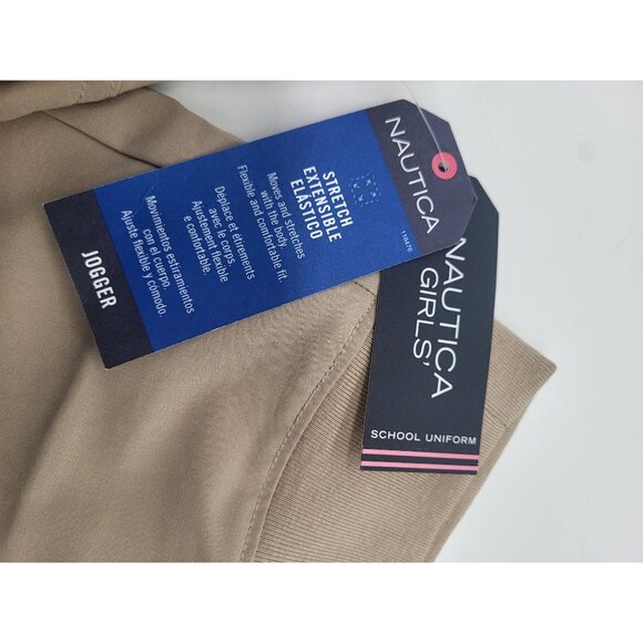 NAUTICA Girls LG 12/14 Jogger School Uniform Khaki Stretch Performance NWT Pants - Picture 5 of 7